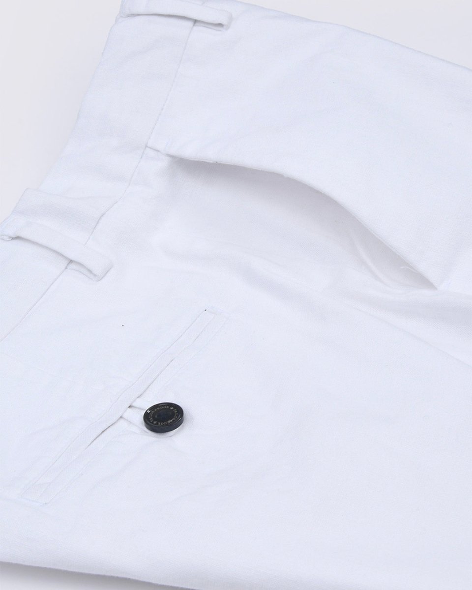 TAILORAEDGE Linen Feel Premium Cotton Chinos In White