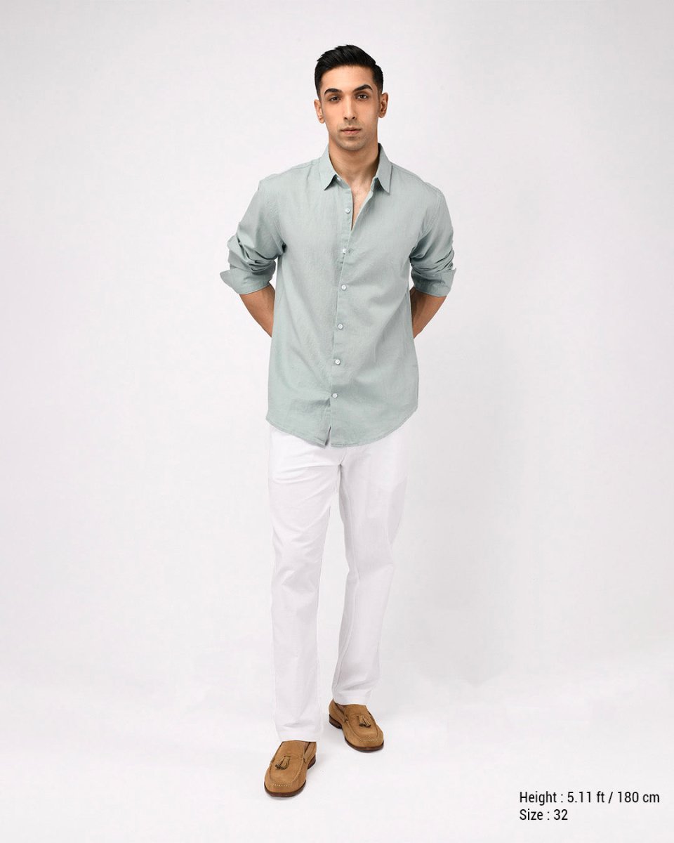 TAILORAEDGE Linen Feel Premium Cotton Chinos In White