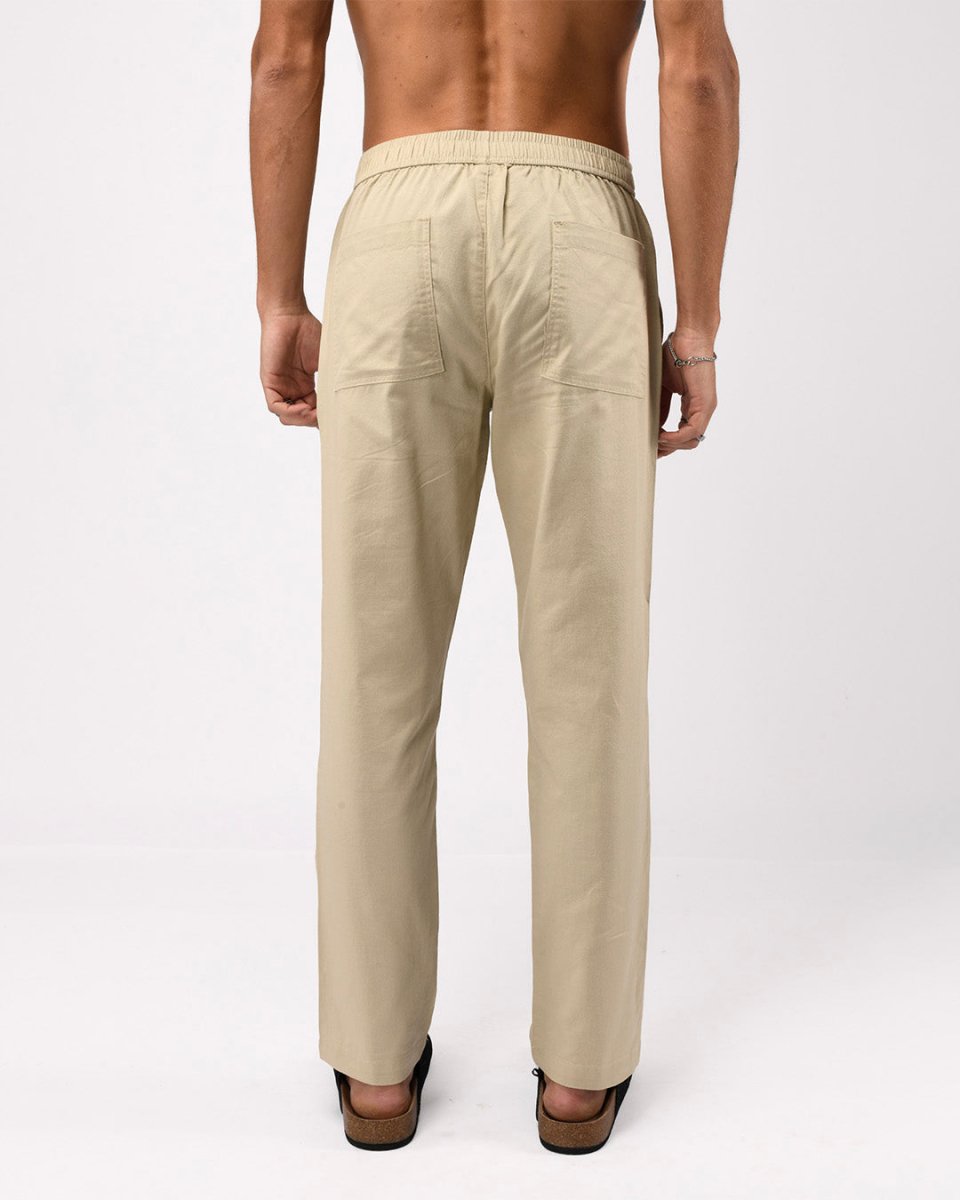 TAILORAEDGE Linen Fused Tailored Pant In Beige