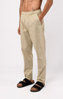 TAILORAEDGE Linen Fused Tailored Pant In Beige