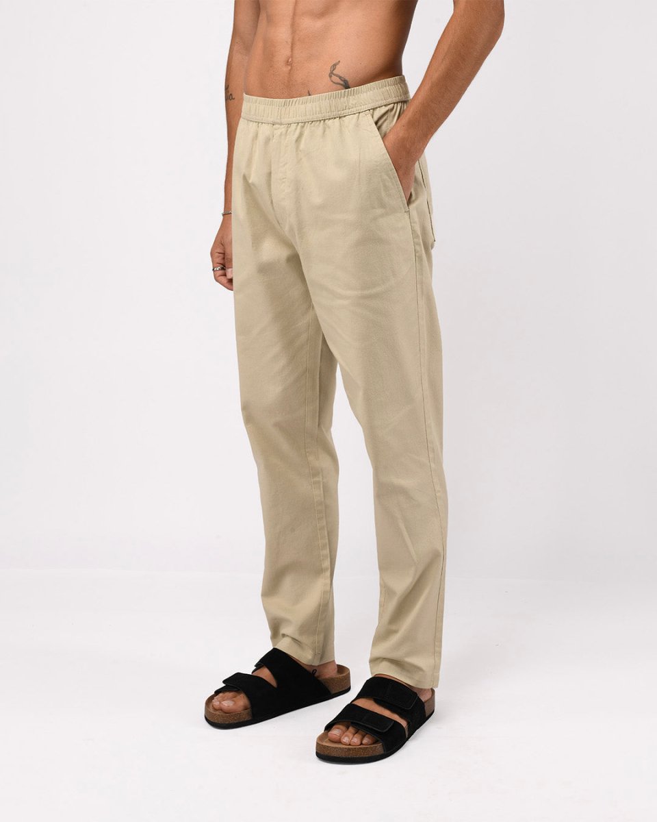 TAILORAEDGE Linen Fused Tailored Pant In Beige