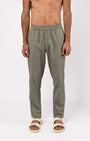 TAILORAEDGE Linen Fused Tailored Pant In Green