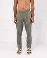 TAILORAEDGE Linen Fused Tailored Pant In Green