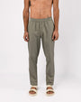TAILORAEDGE Linen Fused Tailored Pant In Green
