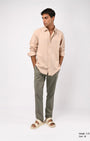 TAILORAEDGE Linen Fused Tailored Pant In Green