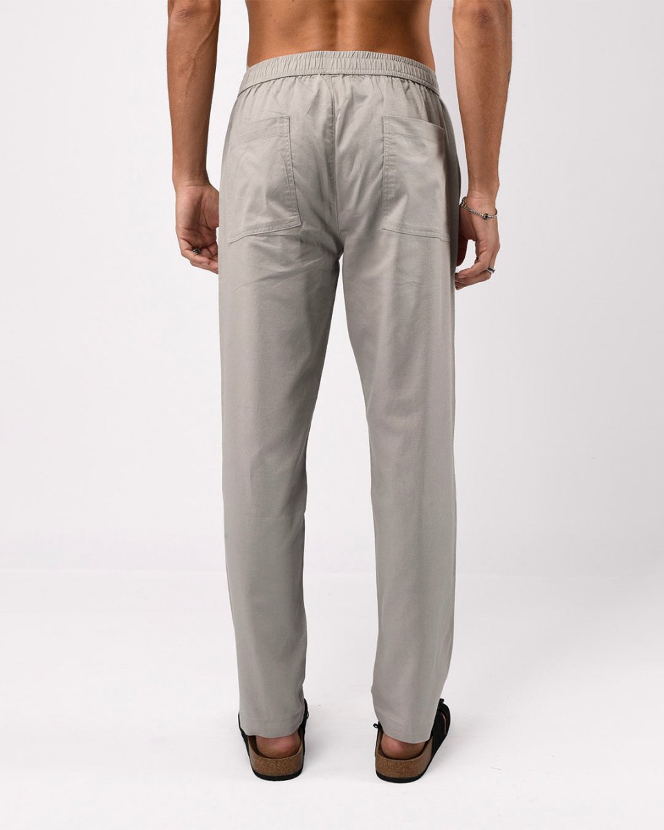 TAILORAEDGE Linen Fused Tailored Pant In Grey