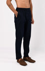 TAILORAEDGE Linen Fused Tailored Pant In Navy