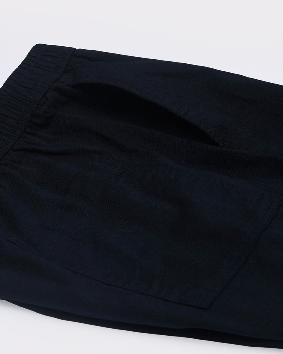 TAILORAEDGE Linen Fused Tailored Pant In Navy