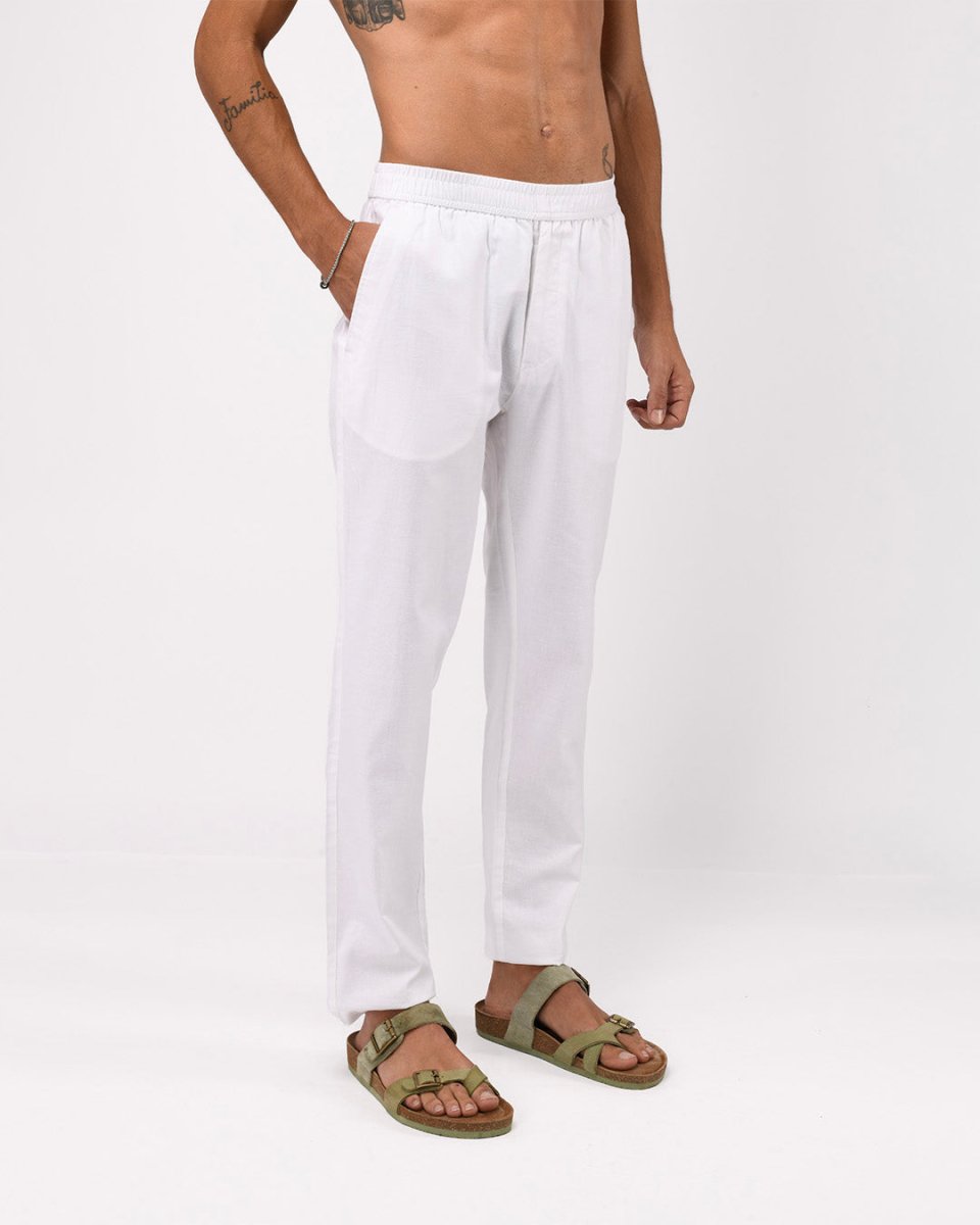 TAILORAEDGE Linen Fused Tailored Pant In White