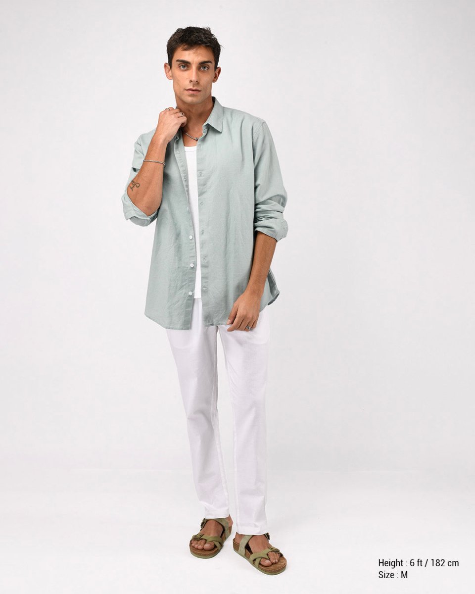 TAILORAEDGE Linen Fused Tailored Pant In White