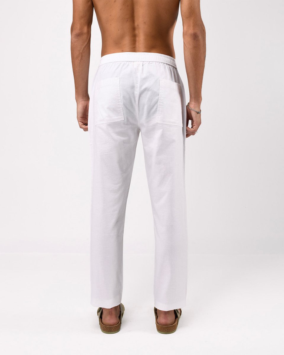 TAILORAEDGE Linen Fused Tailored Pant In White