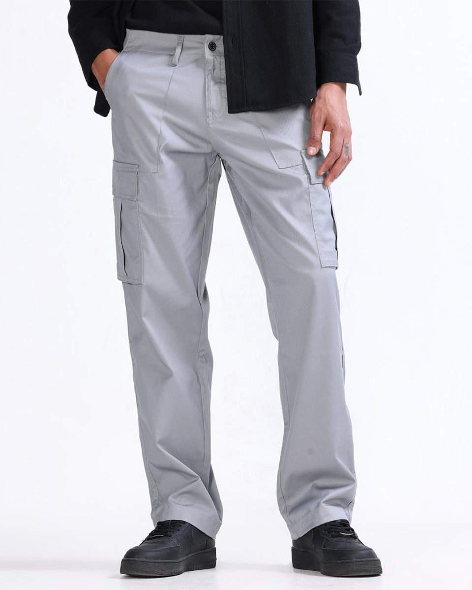 TAILORAEDGE Mason Relaxed Cargo Pants In Light Grey