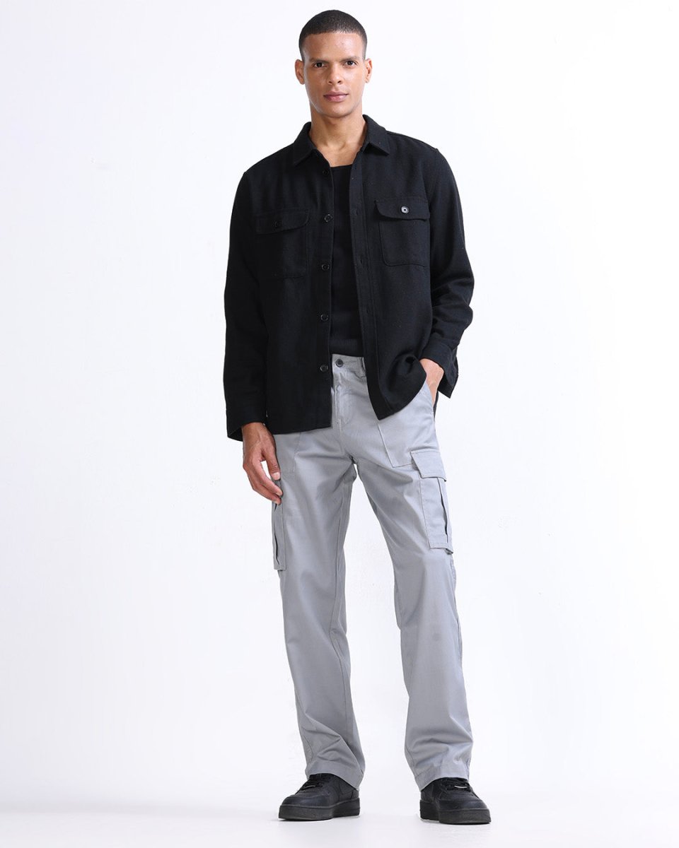 TAILORAEDGE Mason Relaxed Cargo Pants In Light Grey