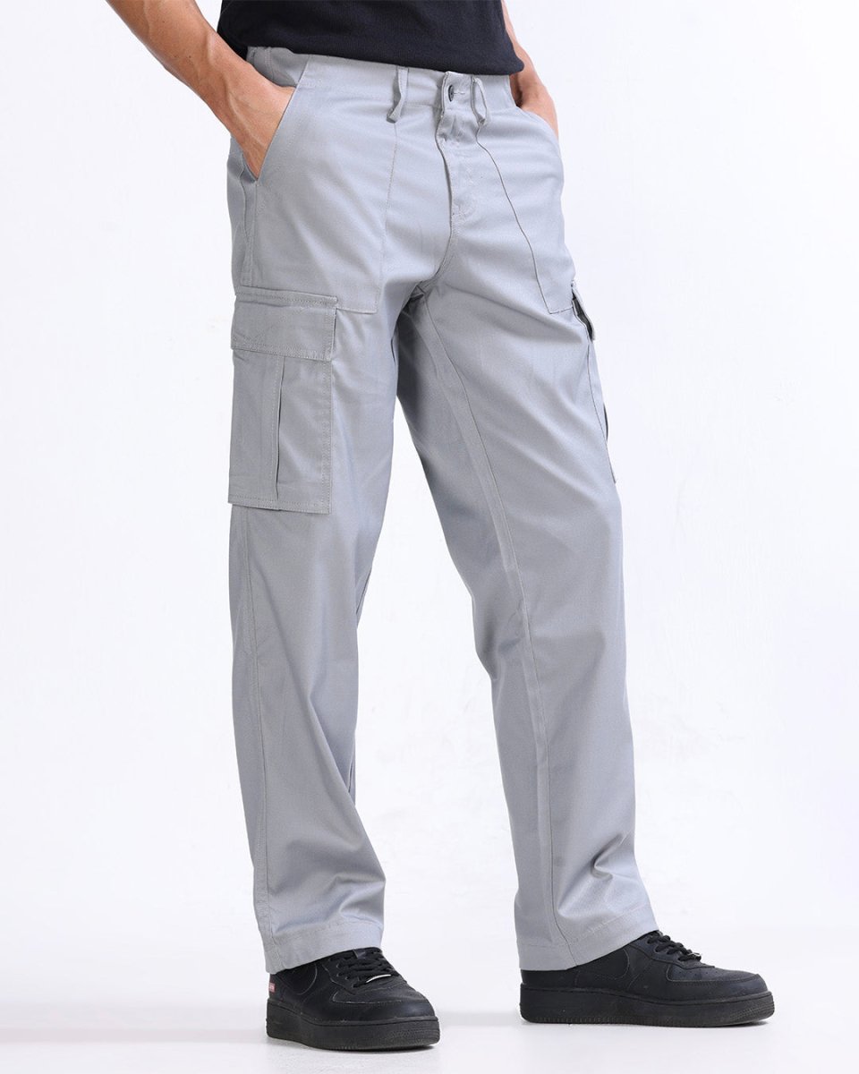 TAILORAEDGE Mason Relaxed Cargo Pants In Light Grey