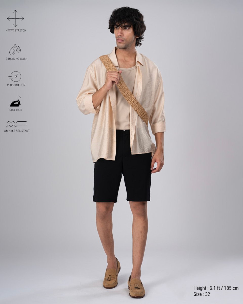 TAILORAEDGE Premium Easy Iron Shorts In Black