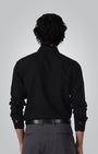 TAILORAEDGE Premium Linen Griege Shirt In Black