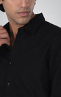 TAILORAEDGE Premium Linen Griege Shirt In Black