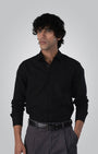 TAILORAEDGE Premium Linen Griege Shirt In Black