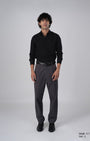 TAILORAEDGE Premium Linen Griege Shirt In Black