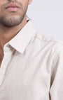 TAILORAEDGE Premium Linen Griege Shirt In Cream