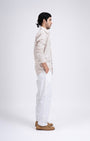 TAILORAEDGE Premium Linen Griege Shirt In Cream
