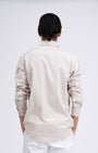 TAILORAEDGE Premium Linen Griege Shirt In Cream