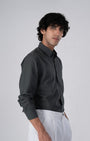 TAILORAEDGE Premium Linen Griege Shirt In Green