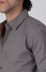 TAILORAEDGE Premium Linen Griege Shirt In Grey