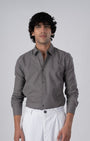 TAILORAEDGE Premium Linen Griege Shirt In Grey