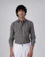 TAILORAEDGE Premium Linen Griege Shirt In Grey