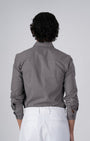 TAILORAEDGE Premium Linen Griege Shirt In Grey