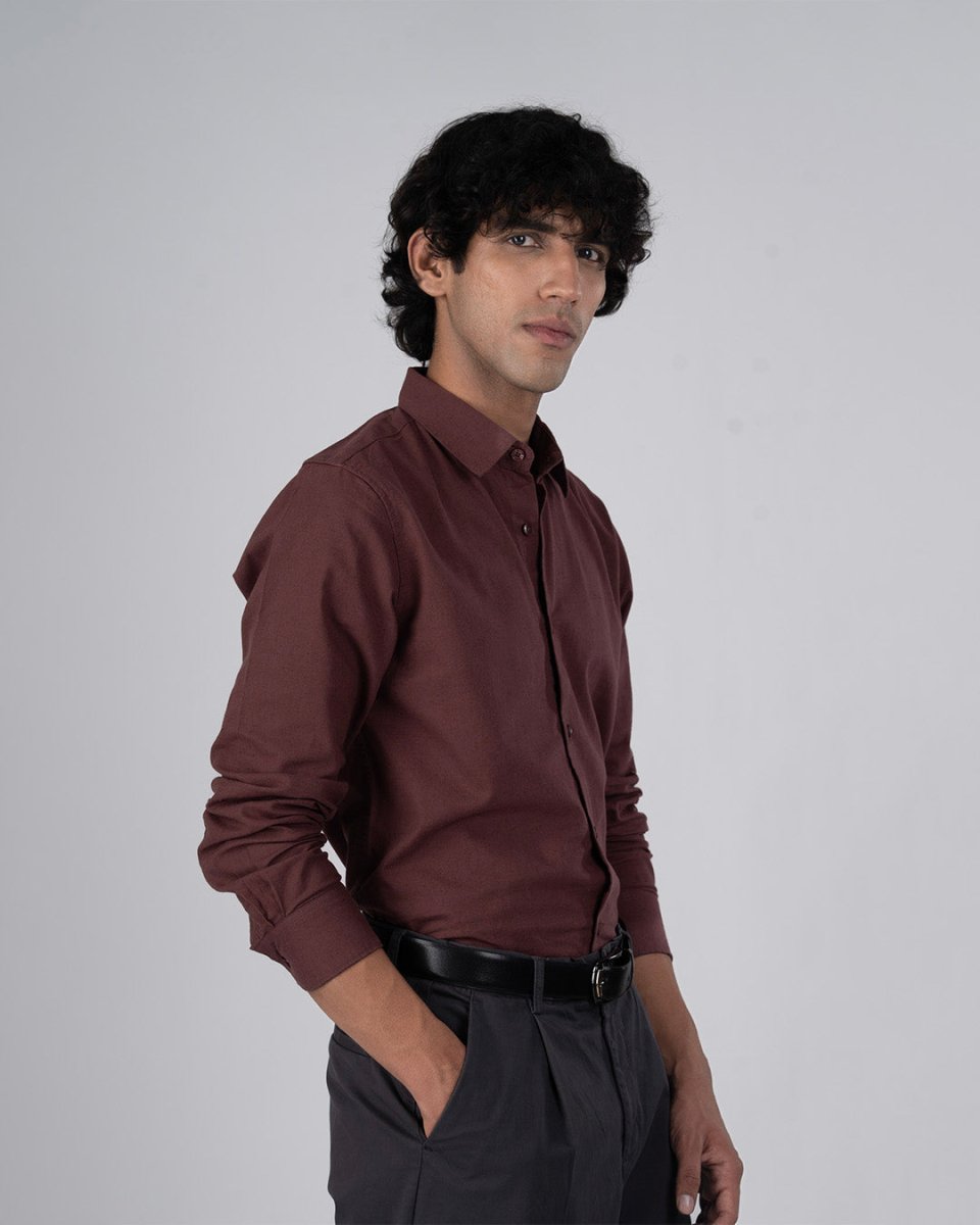 TAILORAEDGE Premium Linen Griege Shirt In Peach