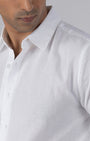 TAILORAEDGE Premium Linen Griege Shirt In White
