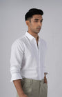 TAILORAEDGE Premium Linen Griege Shirt In White