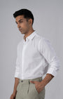 TAILORAEDGE Premium Linen Griege Shirt In White