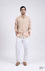 TAILORAEDGE Premium Lyocell Linen Shirt In Beige