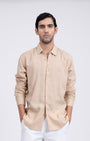 TAILORAEDGE Premium Lyocell Linen Shirt In Beige