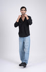 TAILORAEDGE Premium Lyocell Linen Shirt In Black