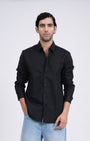 TAILORAEDGE Premium Lyocell Linen Shirt In Black