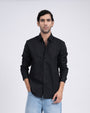 TAILORAEDGE Premium Lyocell Linen Shirt In Black