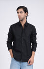 TAILORAEDGE Premium Lyocell Linen Shirt In Black