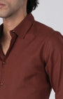 TAILORAEDGE Premium Lyocell Linen Shirt In Clay