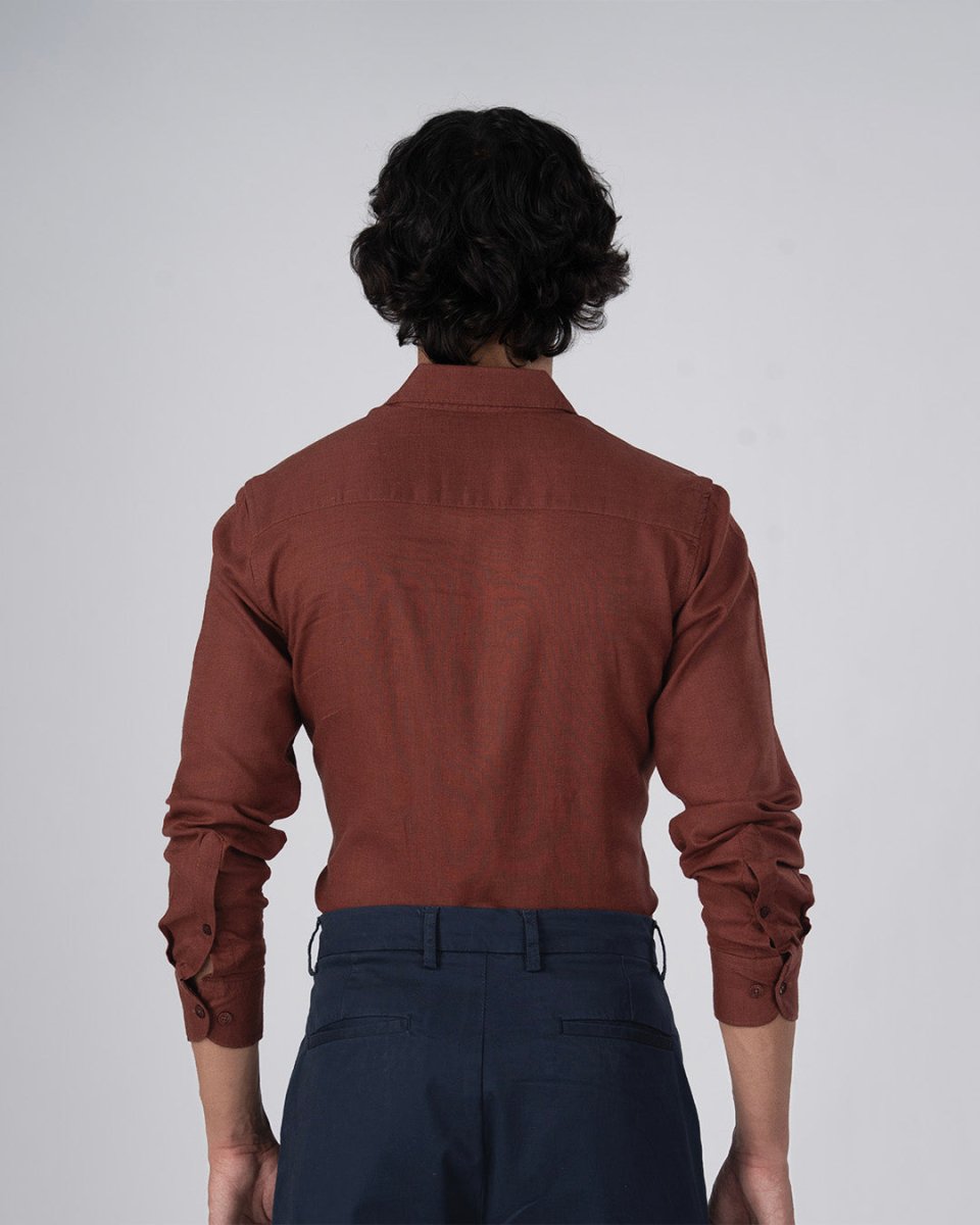 TAILORAEDGE Premium Lyocell Linen Shirt In Clay