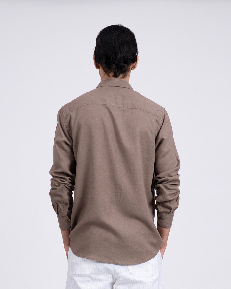 TAILORAEDGE Premium Lyocell Linen Shirt In Fur