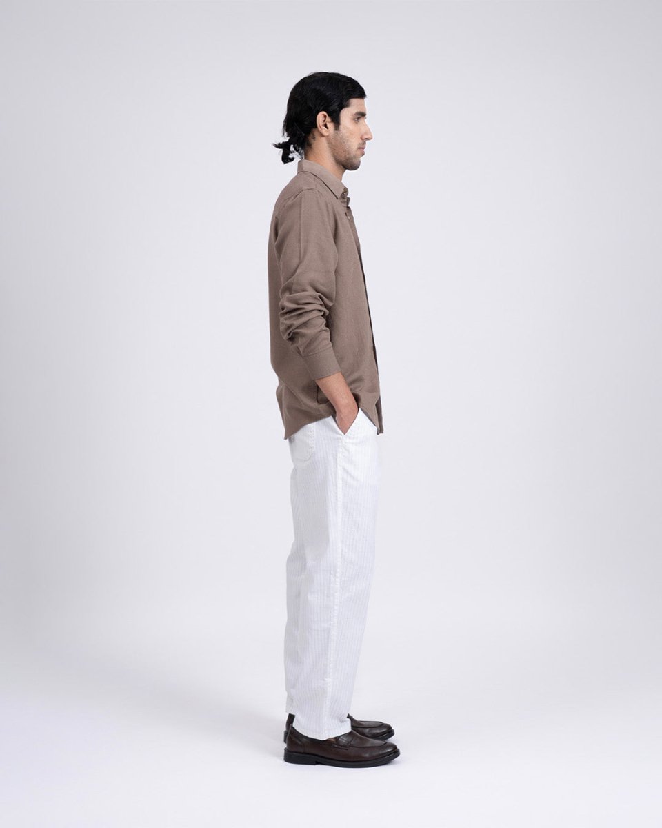 TAILORAEDGE Premium Lyocell Linen Shirt In Fur