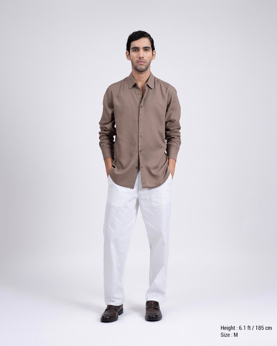 TAILORAEDGE Premium Lyocell Linen Shirt In Fur
