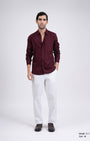 TAILORAEDGE Premium Lyocell Linen Shirt In Maroon
