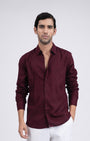 TAILORAEDGE Premium Lyocell Linen Shirt In Maroon