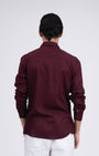 TAILORAEDGE Premium Lyocell Linen Shirt In Maroon