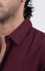 TAILORAEDGE Premium Lyocell Linen Shirt In Maroon